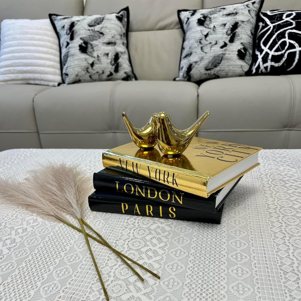 Decorative Books for Home Decor with Small Birds Statues Gold Home Decoration - Picture 2 of 7
